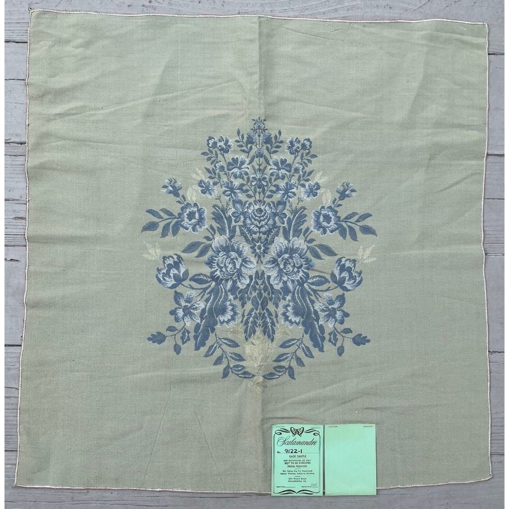 Mid-Century Modern White Lodge Italy Silk Jade Blue Scalamandre Silks Sample